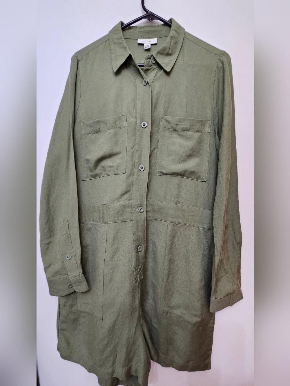 On ◇ 34th Olive Green Button-Front Romper Shirt